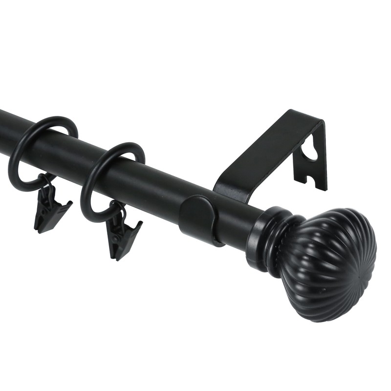 Round Urn Adjustable Single Drapery Curtain Rod Set 28"-48"/ 48"-84"/ 84"-120" gallery