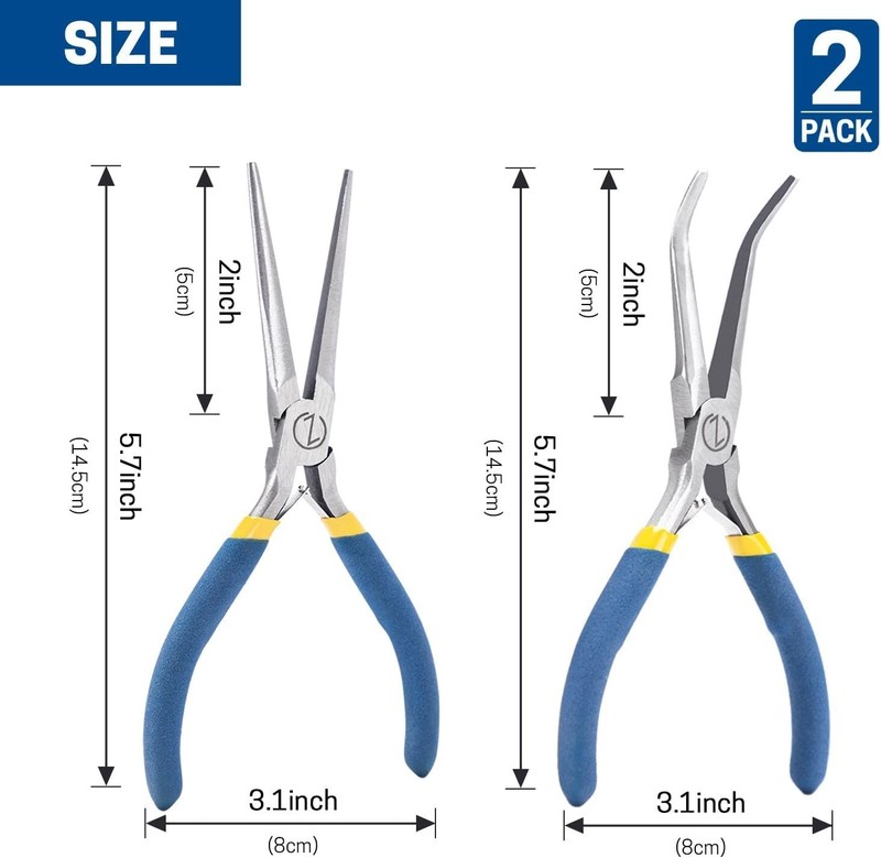 6” Mini Needle Nose Pliers Set - 2PCS for Precision Crafting & Maintenance gallery