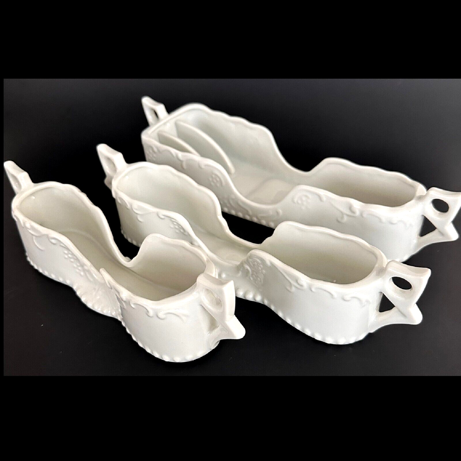 Buffet Silverware Caddies White Porcelain Embossed Maryland China Made in Japan gallery
