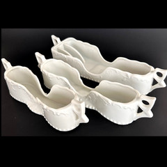 Buffet Silverware Caddies White Porcelain Embossed Maryland China Made in Japan