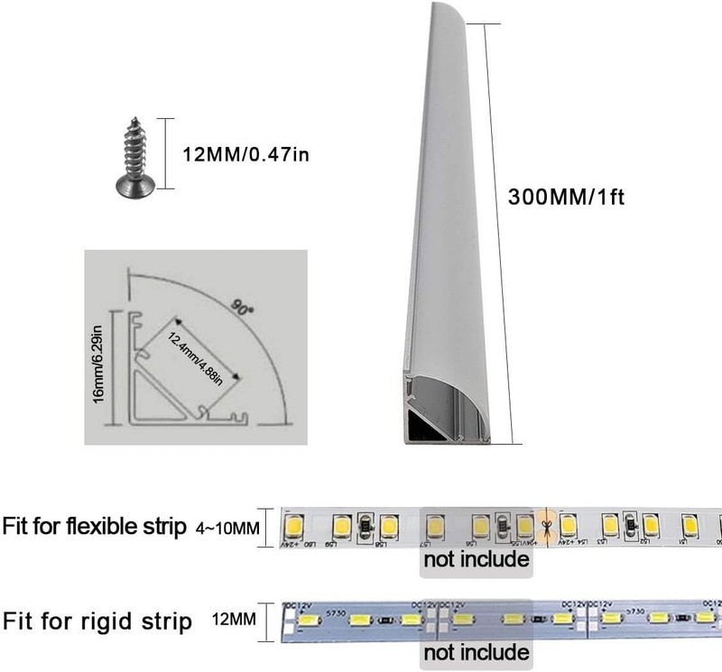 6-Pack Led Aluminum Channel System with Cover V Shape Led Strip Lights Diffuser gallery