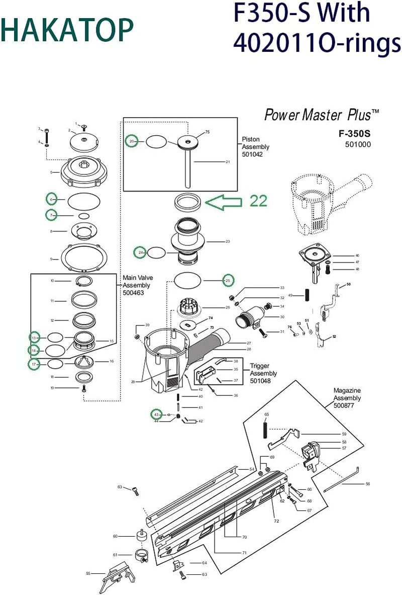 O-Ring Rebuild Kit for Paslode Framing Nailer F350-S With 402011 Cylinder Seal gallery