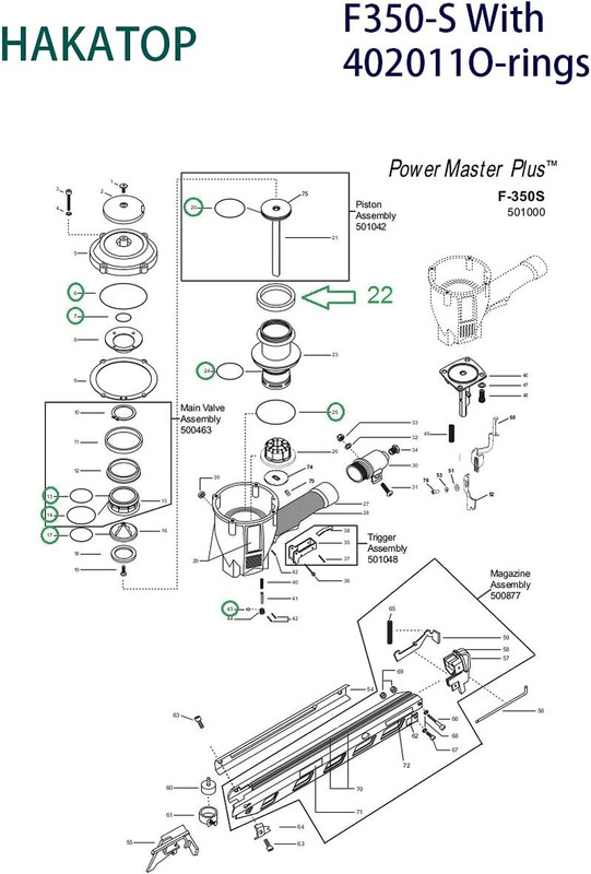 O-Ring Rebuild Kit for Paslode Framing Nailer F350-S With 402011 Cylinder Seal gallery