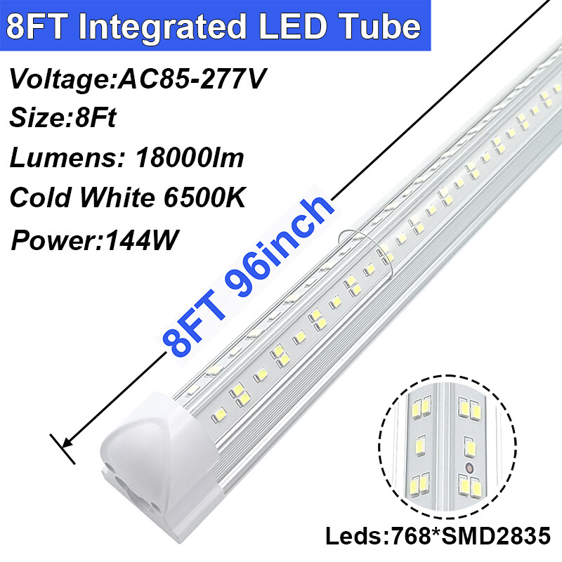 12 Pack LED Ceiling Light 8FT 144W 6500K Daylight T8 Integrate Fixture V Shaped gallery