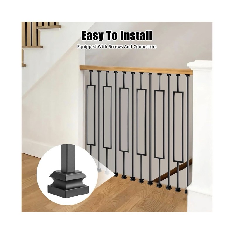 16 Pack Rectangular Hollow Stair Spindles 44 Inches, 1/2" Iron Balusters for ... gallery