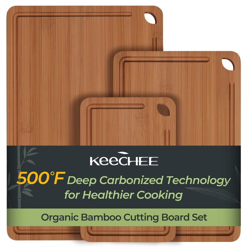 Durable Bamboo Cutting Board with Juice Grooves & Handles - Ideal for Chopping, gallery