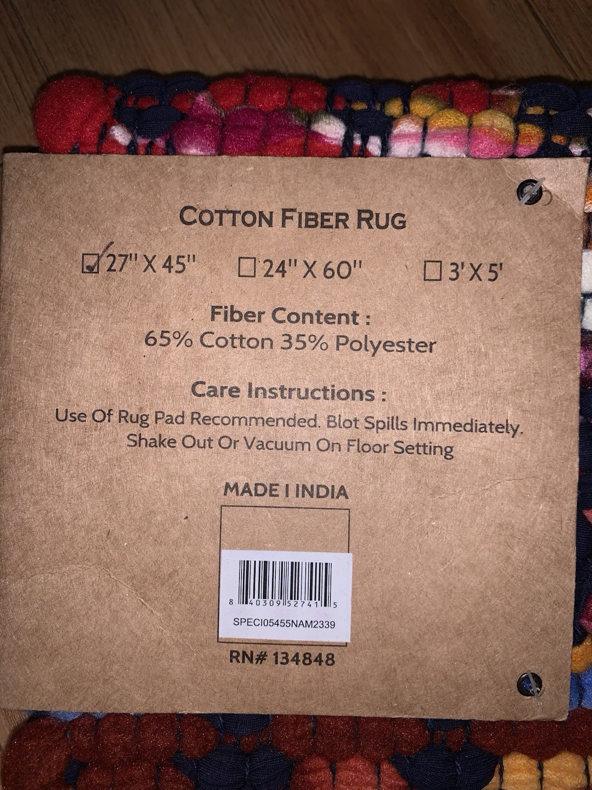Timbuktu Accent Rug 65% Cotton Navy Multi 27” By 45” New With Tags gallery