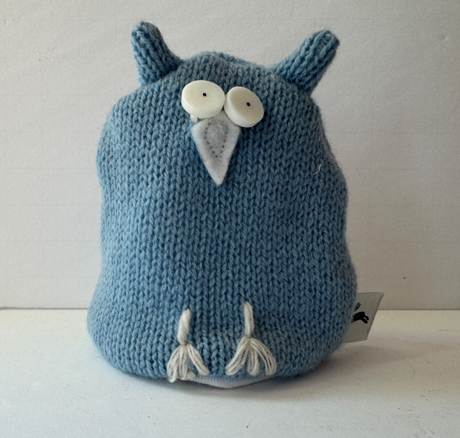 Adorable British Handmade Lambswool Blue Owl Egg Warmer Cozy The Black Rabbit gallery