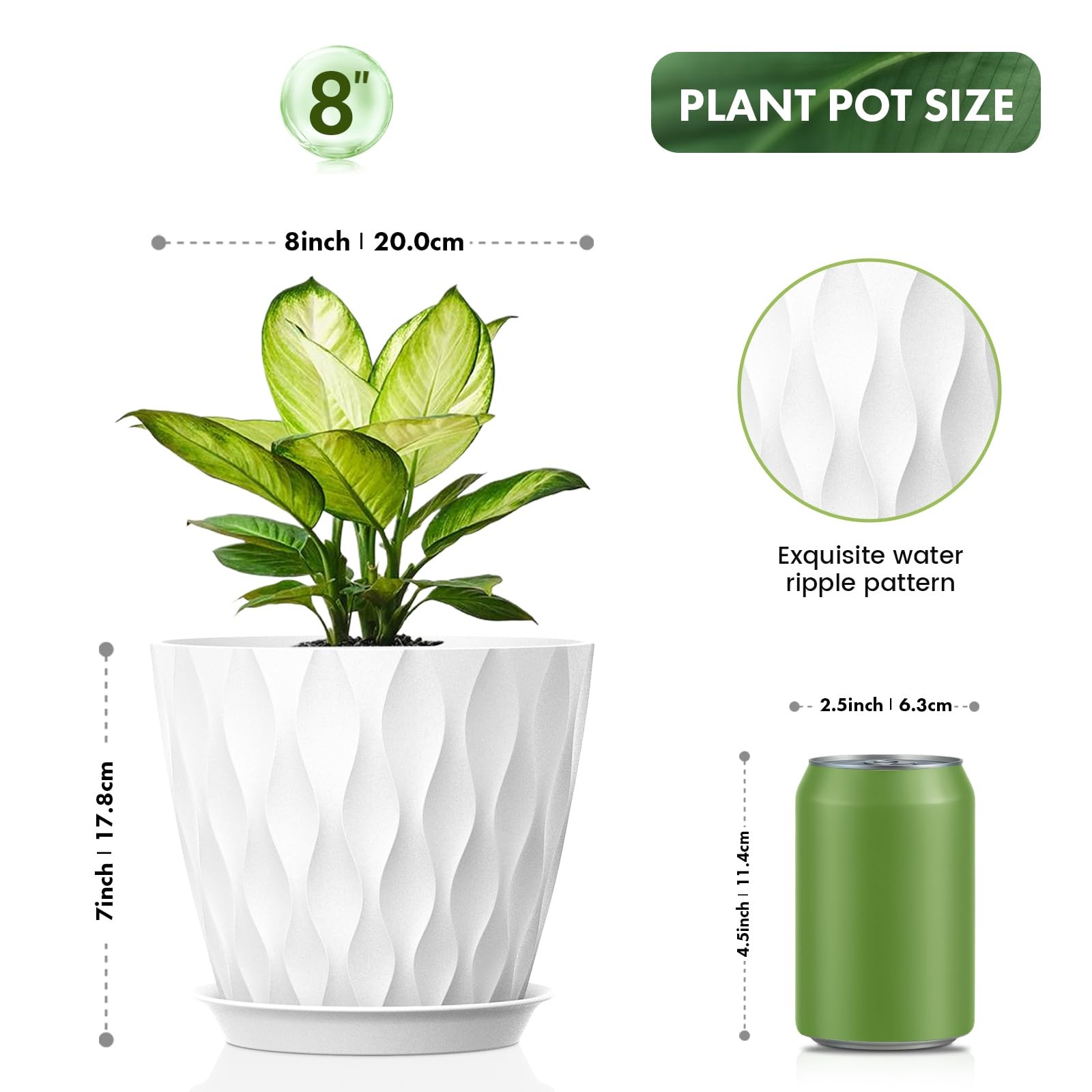8Inch Plastic Plant Pots with Drainage 4 Pack Indoor Outdoor Planters gallery