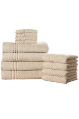 Home Reflections 100% Cotton Solid & Texture 12 Pc Towel Set Oatmeal