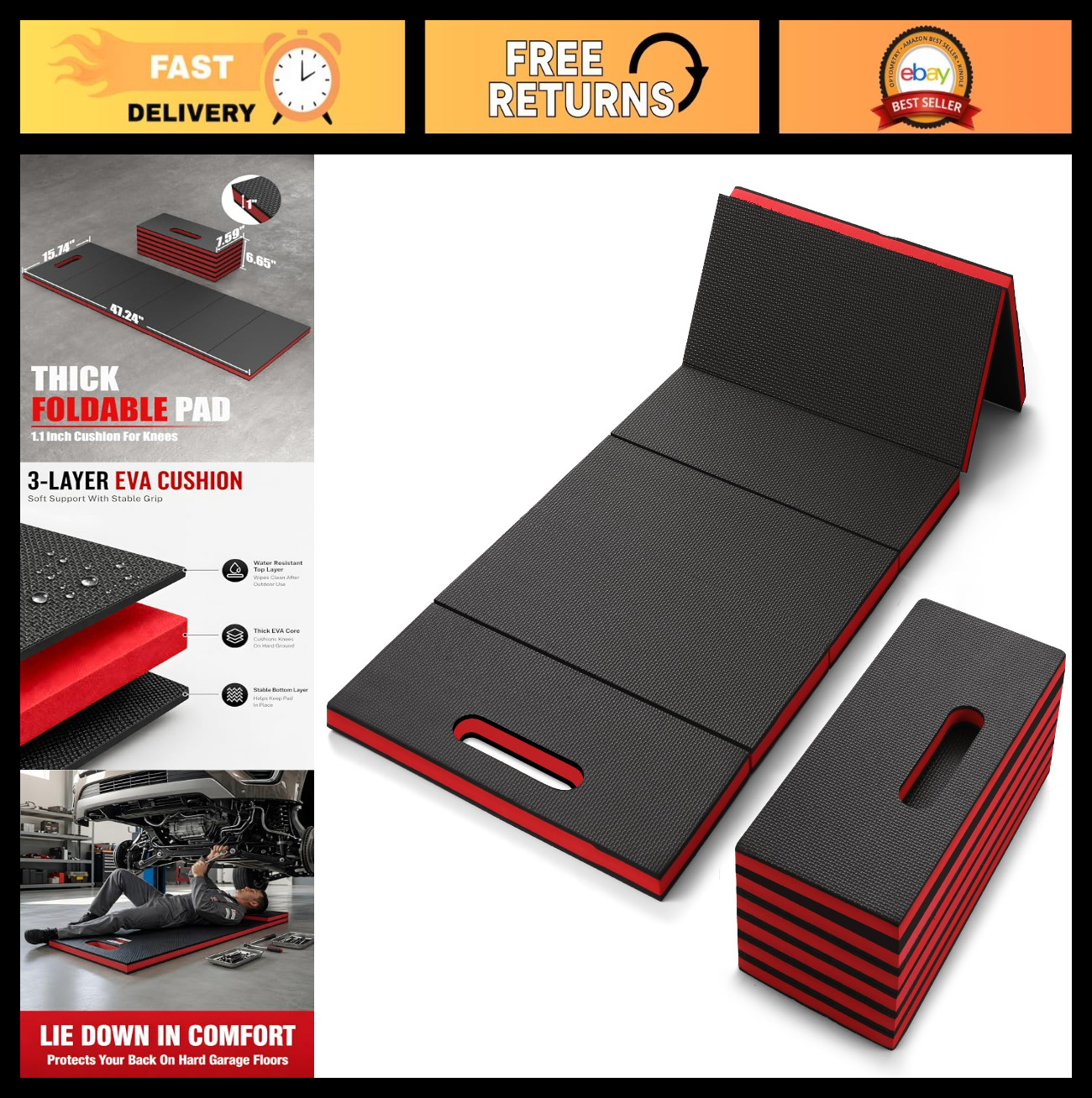 Heavy Duty Foldable EVA Utility Mat with Handle for Kneeling, Workouts, Camping gallery