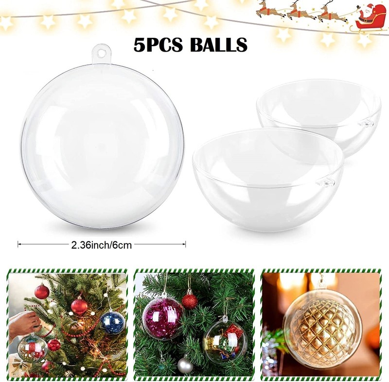 20 Pcs Fillable Clear Christmas Tree Gift Ball Sphere Ornament Bauble 4/6/8cm US gallery