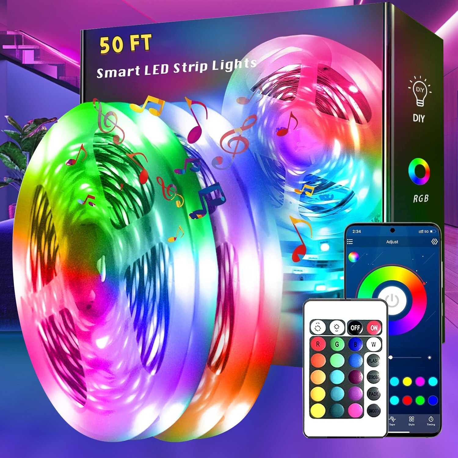 TJOY LED Strip Lights, Smart Light with App Remote Control, RGB LED Lights for gallery
