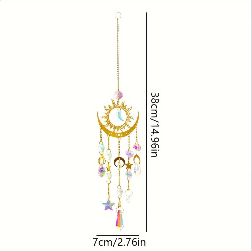 1pc Star Moon Crystal Wind Chime Suncatcher Pendant for Home or Garden - NEW gallery