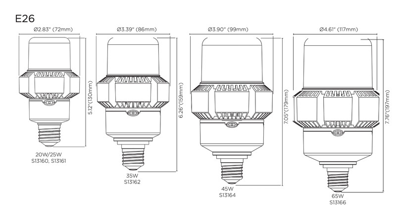 Satco LED HID Replacement 100-277 Volt Medium E26 Exclusionary Mogul Screw EX39 gallery