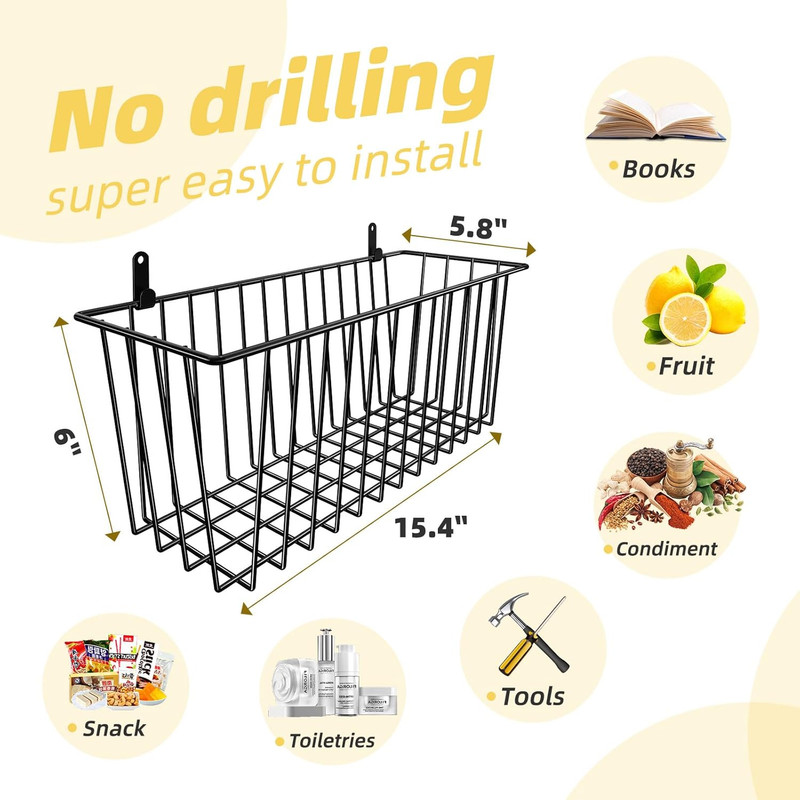 Simple Trending 6 Pack Wire Basket Wall Mount Baskets Hanging Baskets, Cabinets gallery