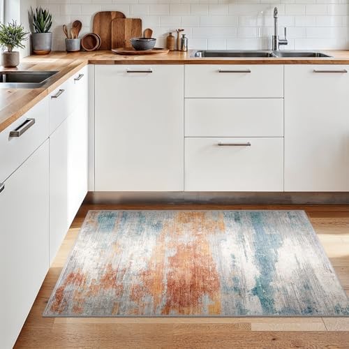 2x3 Washable Entryway Area Rug - Abstract 2' x 3' (Rectangular) Blue Brick gallery