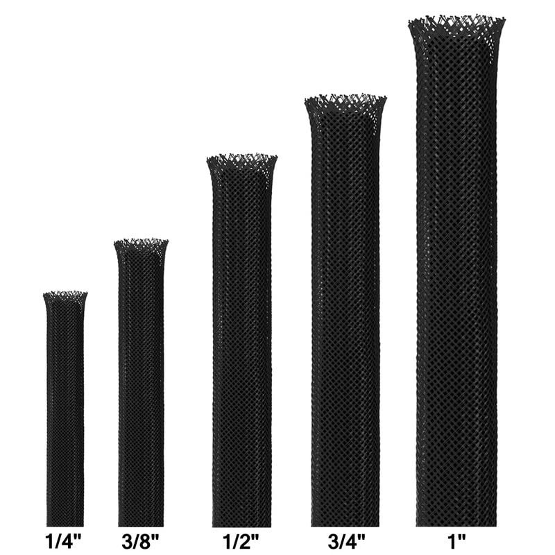 75ft Braided Wire Loom Sleeving Kit,Cable 25Ft-1/4inch,1/2inch,3/8inch, Black gallery