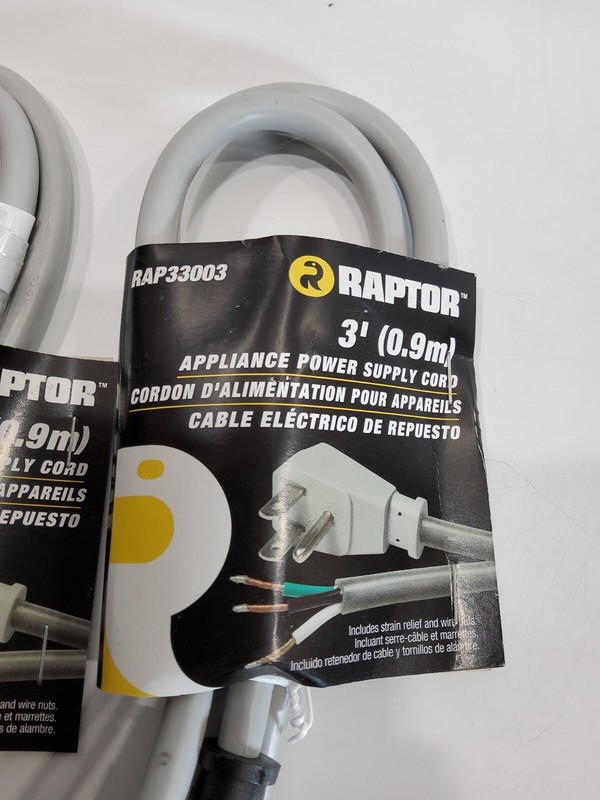 PAPTOR™ RAP33003 APPLIANCE POWER SUPPLY CORD 16Gauge 13A-125V-1625W 3' Gray Qt.2 gallery