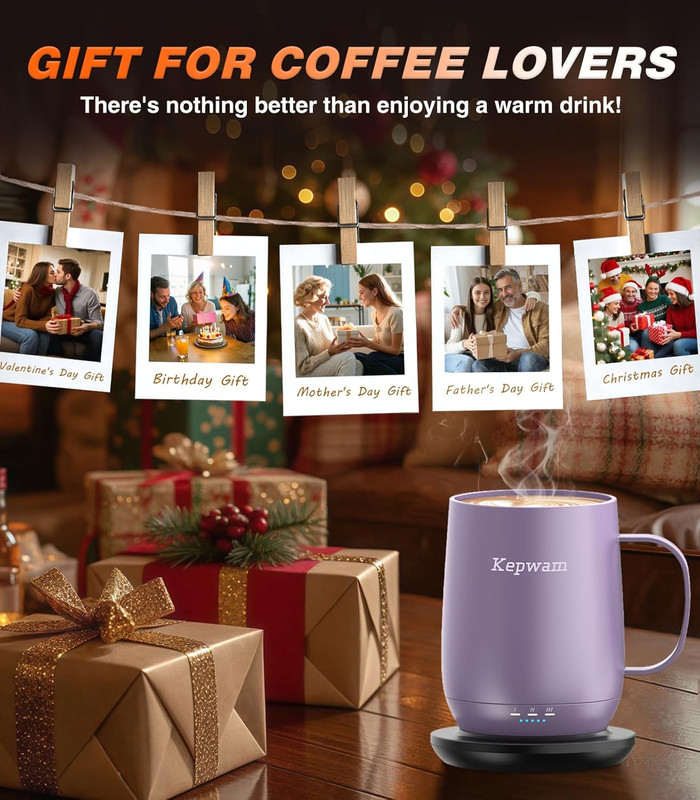 Smart Self-Heating Coffee Tea Mug - 16oz with 150 Min Battery Life - Great Gift gallery