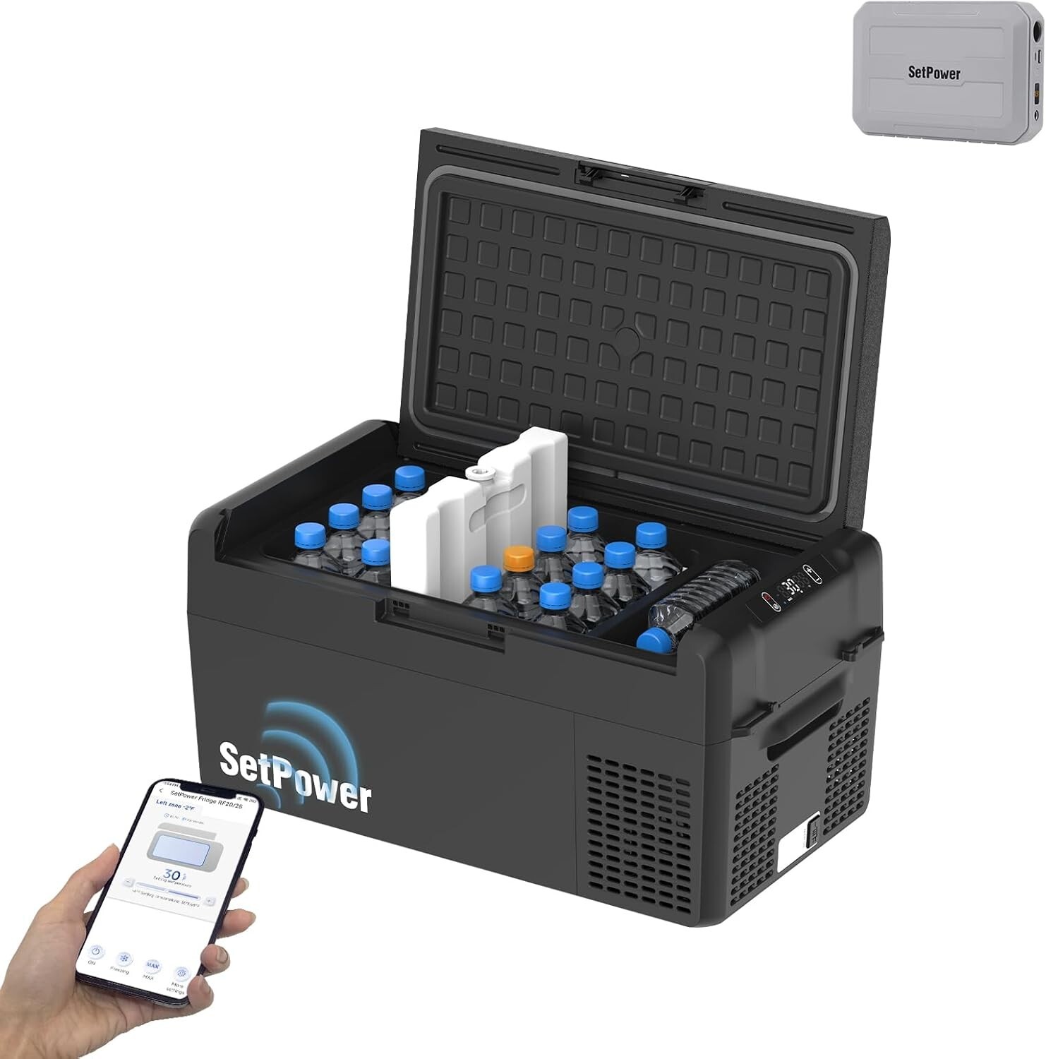 Setpower RF20 12V Portable Refrigerator with PG216WH Battery Pack for camping gallery