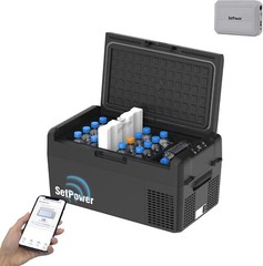 Setpower RF20 12V Portable Refrigerator with PG216WH Battery Pack for camping