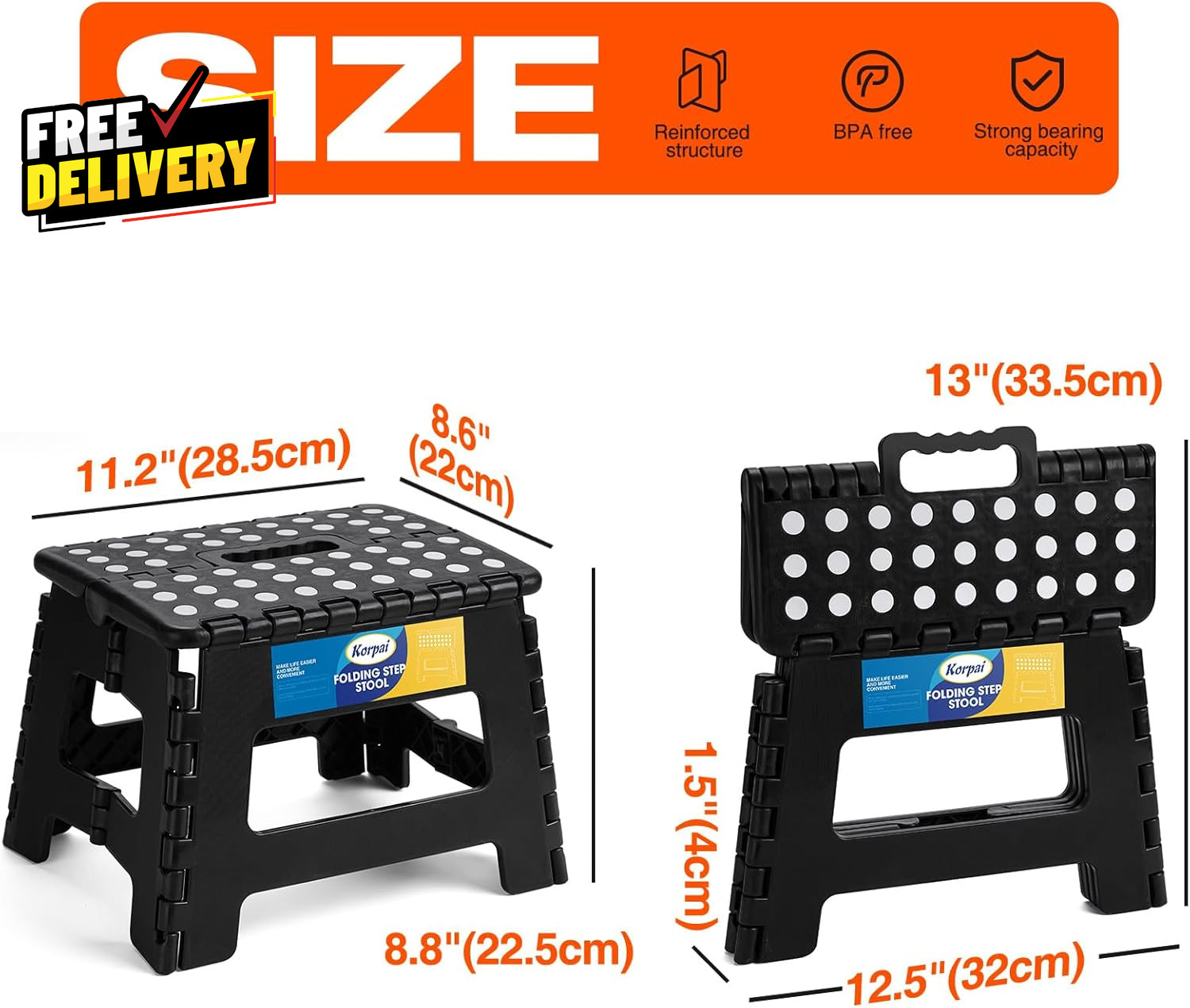 9 Folding Step Stool for Adults Kids Non-Slip Folding Stools with Portable H.... gallery