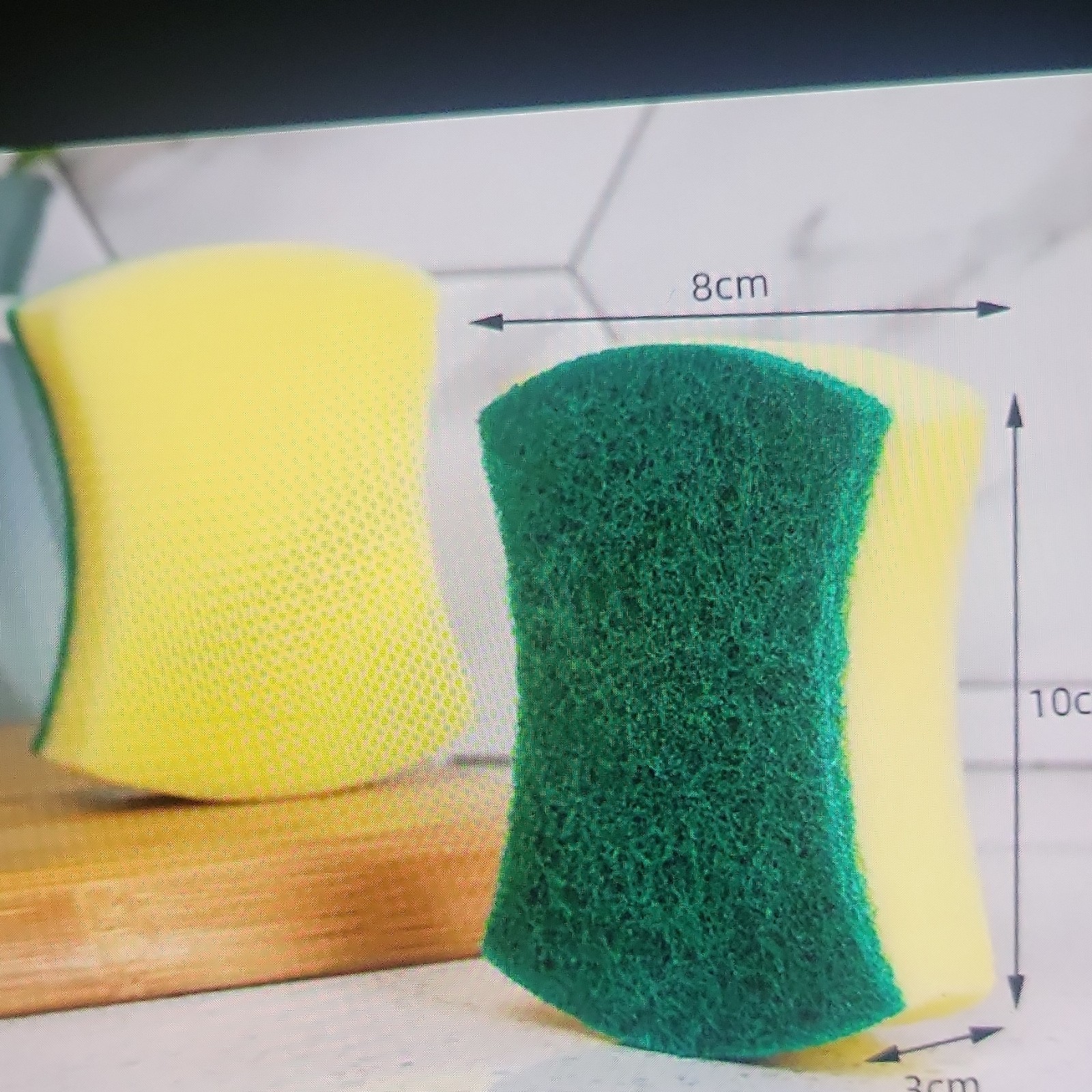 10 Pack Yellow & Green Scrubbing Sponges Foam Synthetic Fiber 8cm x 10cm x 3cm gallery