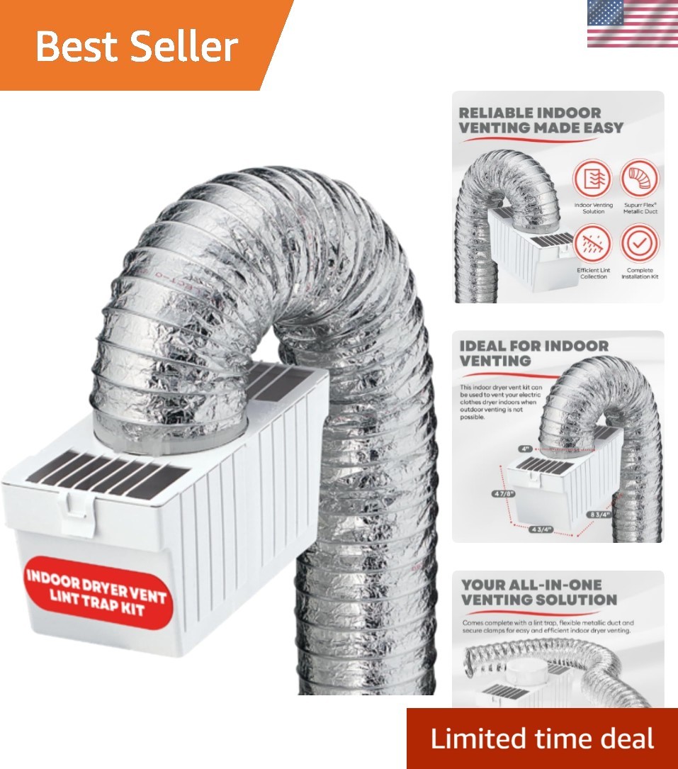 Dryer Lint Trap Kit for Electric Dryers, Indoor Venting with 4-Inch Diameter ... gallery
