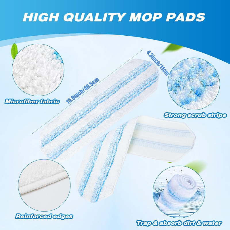 Reusable Microfiber Mop Pads Compatible with O Cedar H2Pro Flat Mop System, H.. gallery