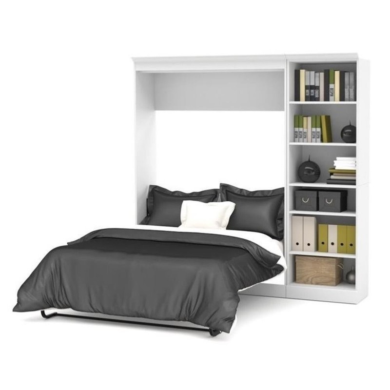 Bowery Hill Engineered Wood Full Murphy Bed and Closet Organizer in White gallery
