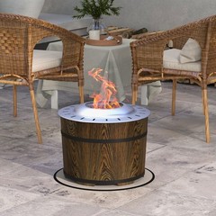 Smokeless Fire Pit with Mat 20″ Firepit Magnesium Oxide Brown