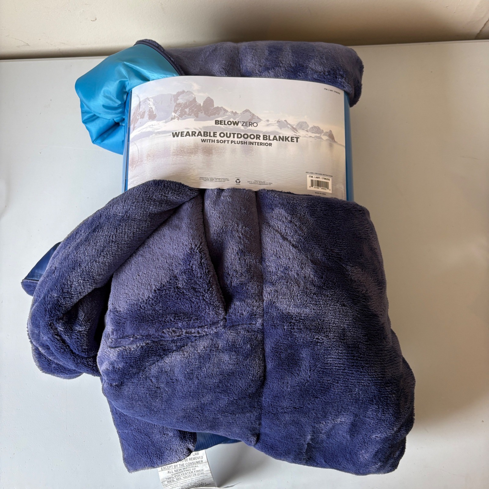 Below Zero Wearable Outdoor Blanket Blue Plush Outdoor Hiking Travel 72x54 gallery