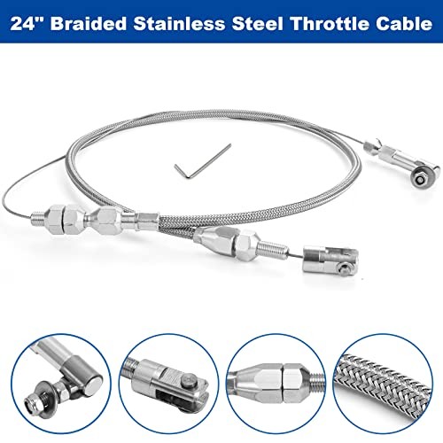 24" Universal Throttle Cable Stainless Steel Braided Covering Locking 24 inch gallery