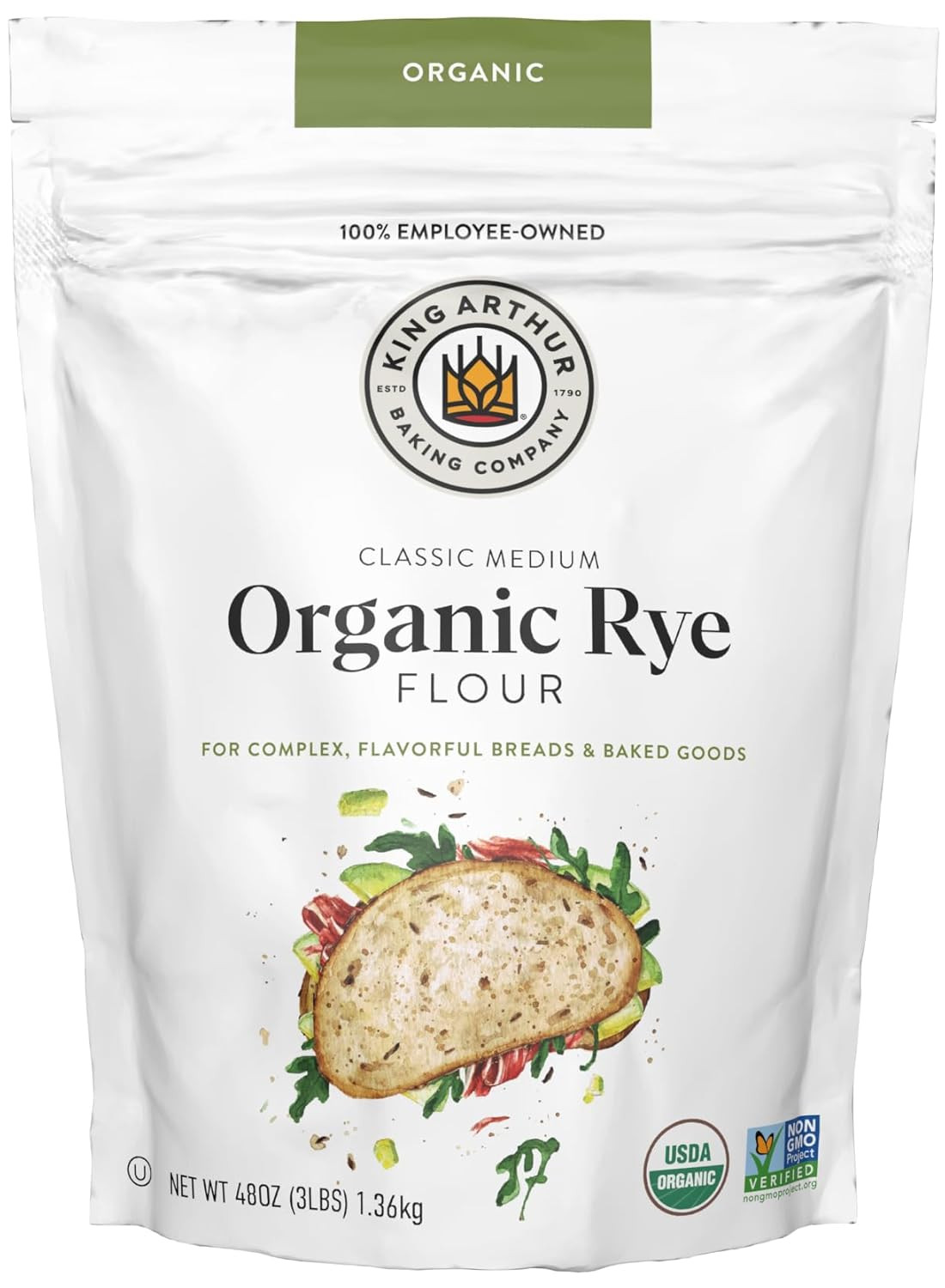 King Arthur Organic Medium Rye Flour 3lb – Non-GMO, Bold Flavor for Baking gallery