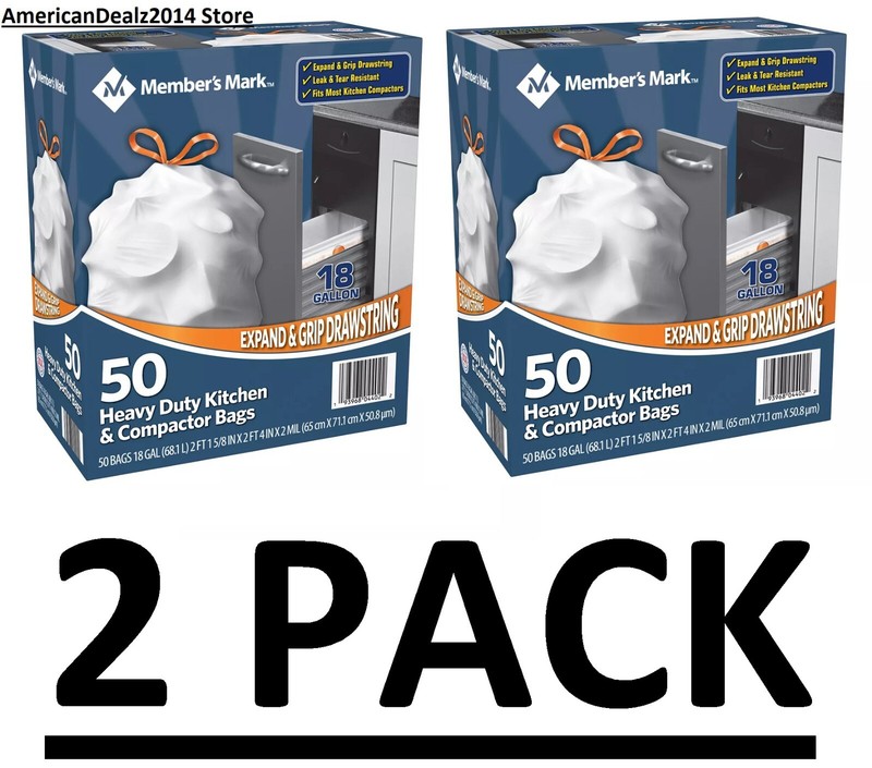 2 PACK - Heavy Duty Kitchen and Compactor Bags 18 gallon 50 ct (TOTAL 100 ct.) gallery