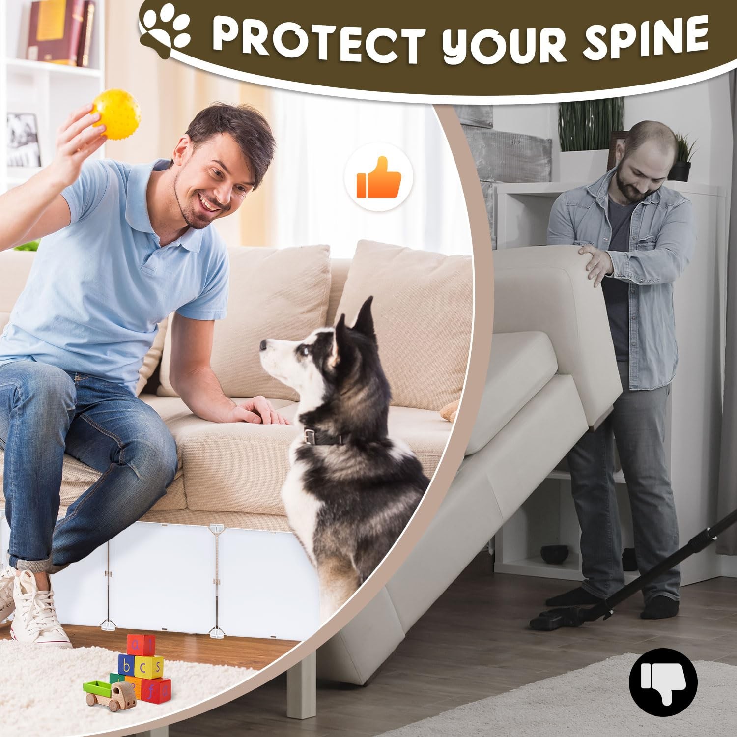 Under Bed Blocker for Pets 11.8" Height 166" Length in Total, Adjustable Bed ... gallery