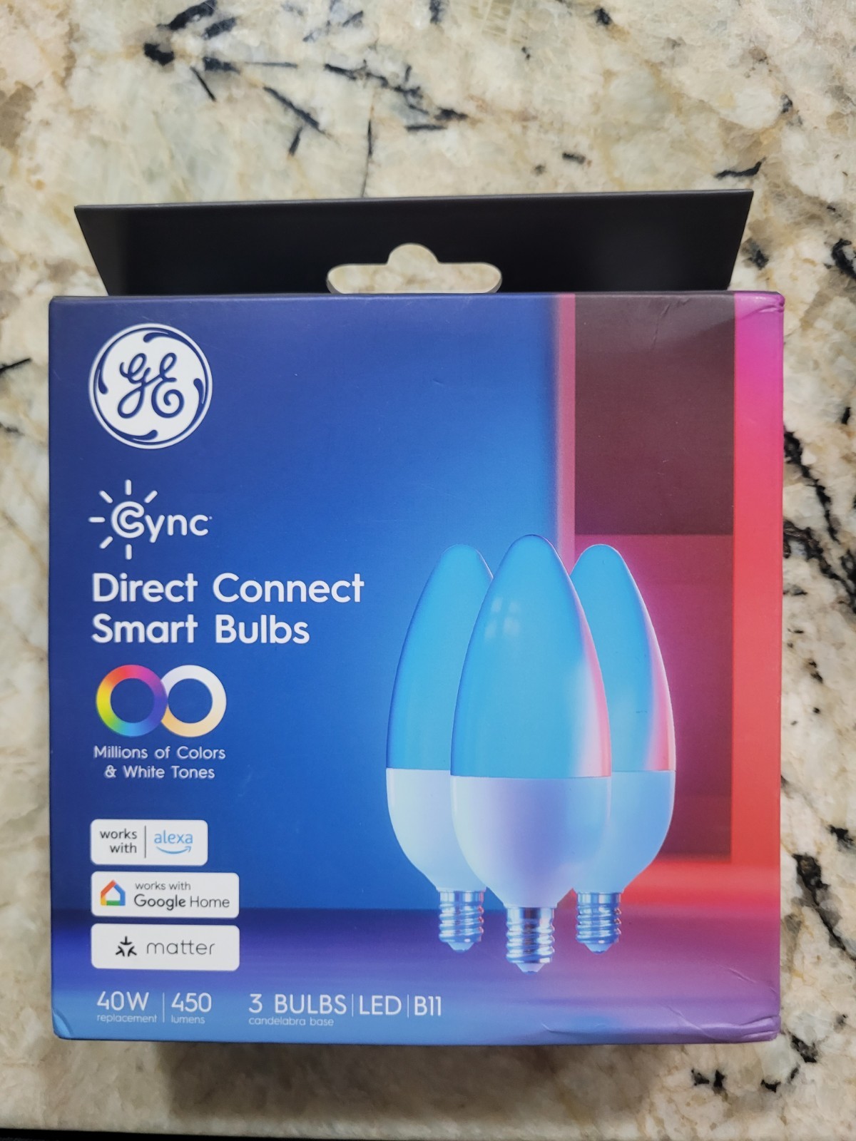 GE Cync Smart LED Light Bulbs, 3-Pack, Bluetooth Wi-Fi, Color Changing gallery