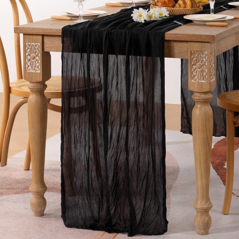 Black Halloween Table Runner 3 PCS 10ft 35x120 Inch Gauze Cheesecloth Decor gallery