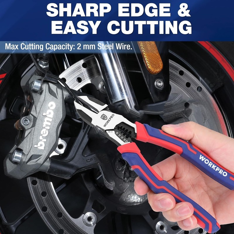 WORKPRO Diagonal Cutting Plier 7.5" Wire Stripper Heavy Duty Side-Cutting Pliers gallery