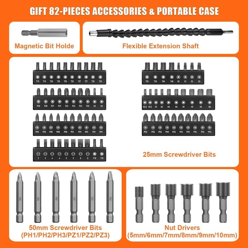 Precision 8V Cordless Electric Screwdriver with 21+1 Clutch & LED Light gallery