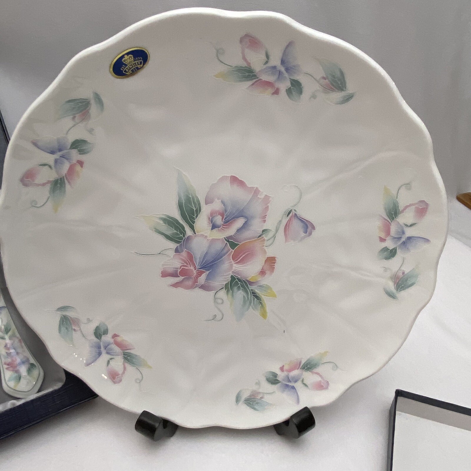 Aynsley Cake Plate & Knife China 10” In Box Little Sweetheart Pattern Wedding gallery