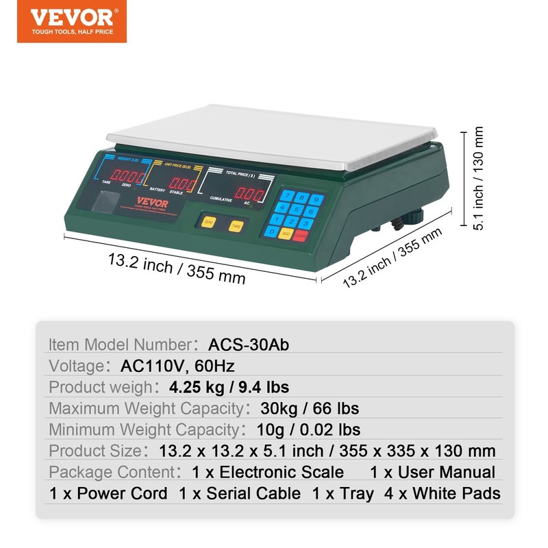 Electronic Price Computing Scale, 66 LB Digital Deli Weight Scales, LED Digital gallery