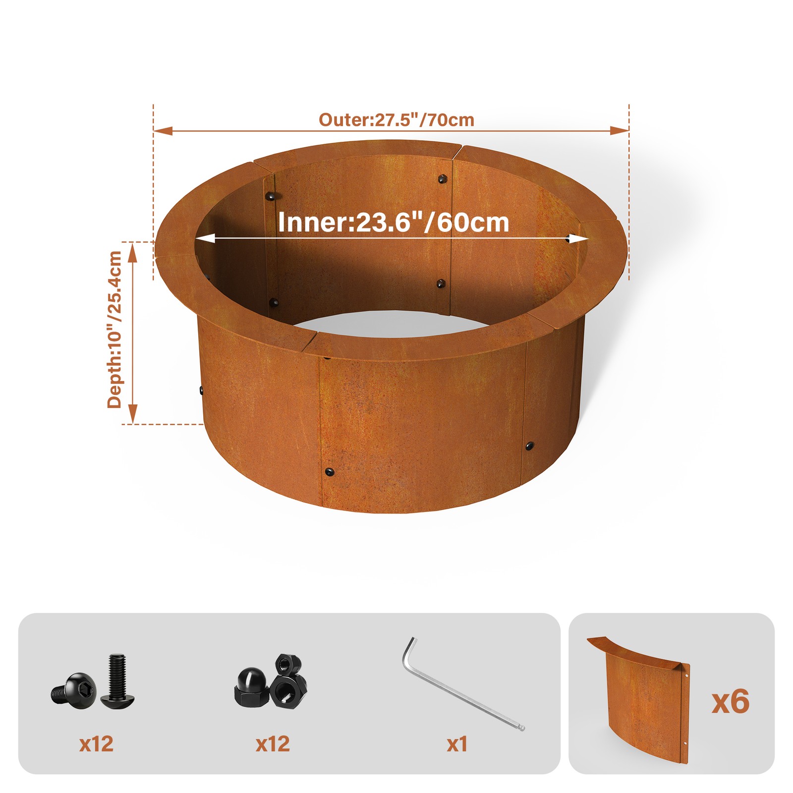 Fire Pit Ring Outdoor Wood Burning for Camping Metal Steel Heavy Duty Fire Ring gallery
