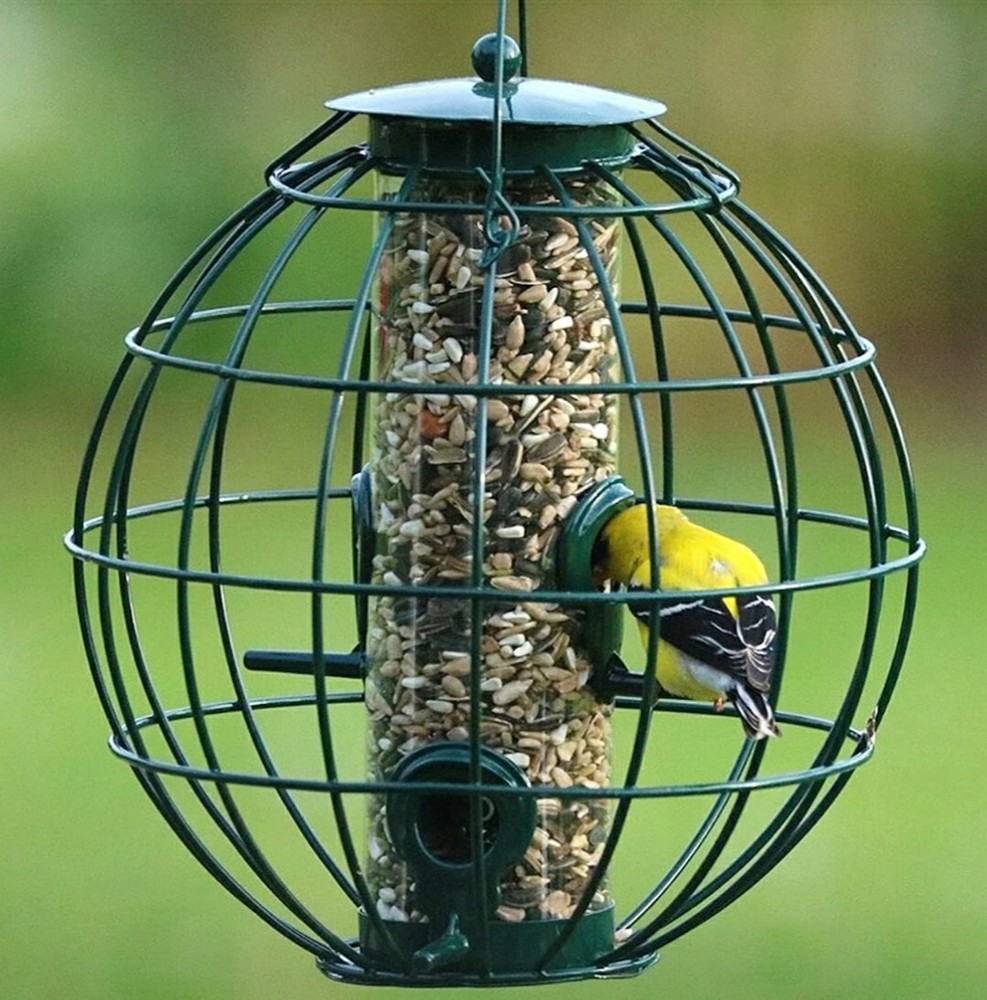 PETITE ORB SQUIRREL RESISTANT CAGED BIRD SEED FEEDER BE160 BACKYARD ESSENTIALS