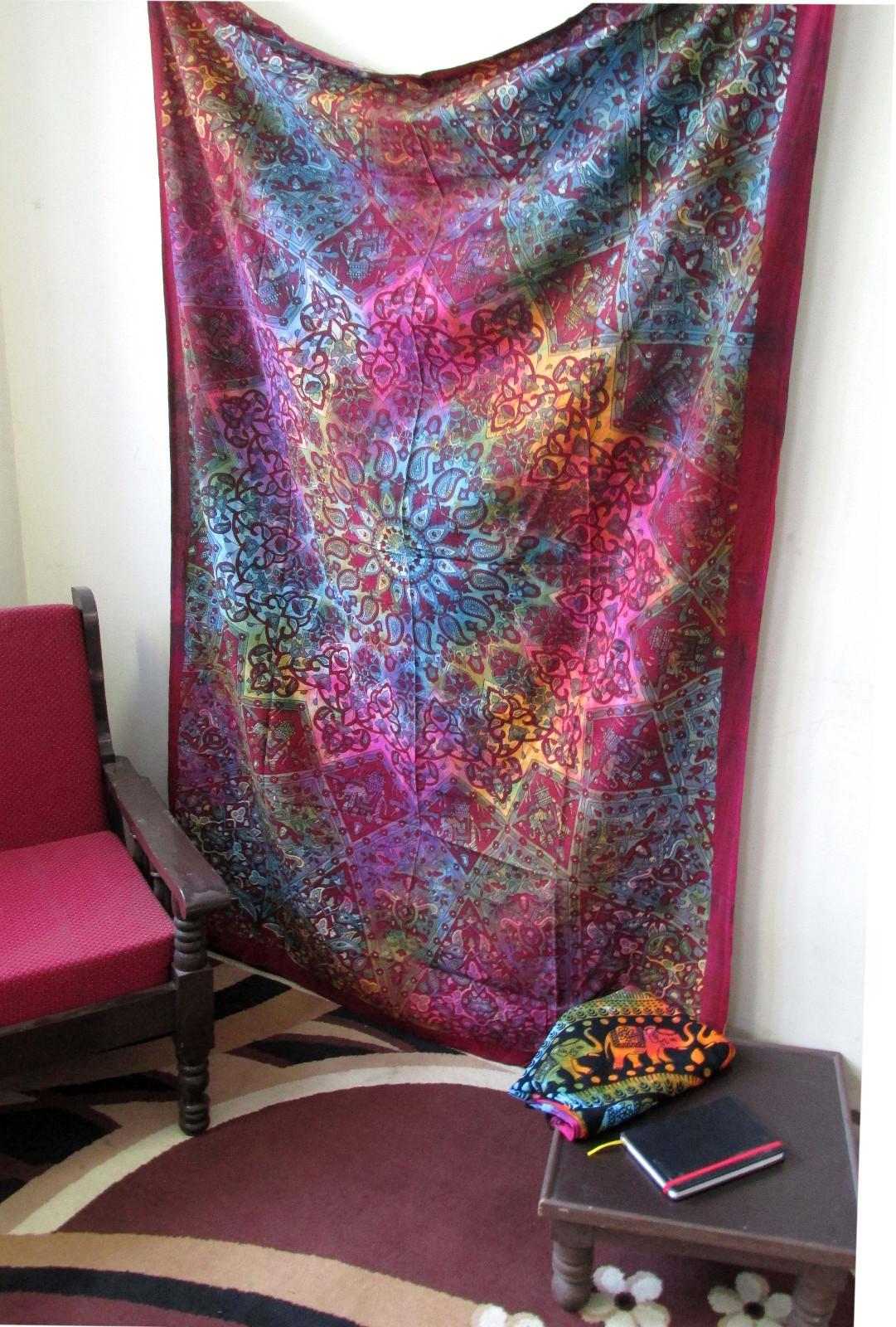 Psychedelic Wall Hanging Star Mandala Tapestry Twin Size Multi Tie Dye Tapestry gallery