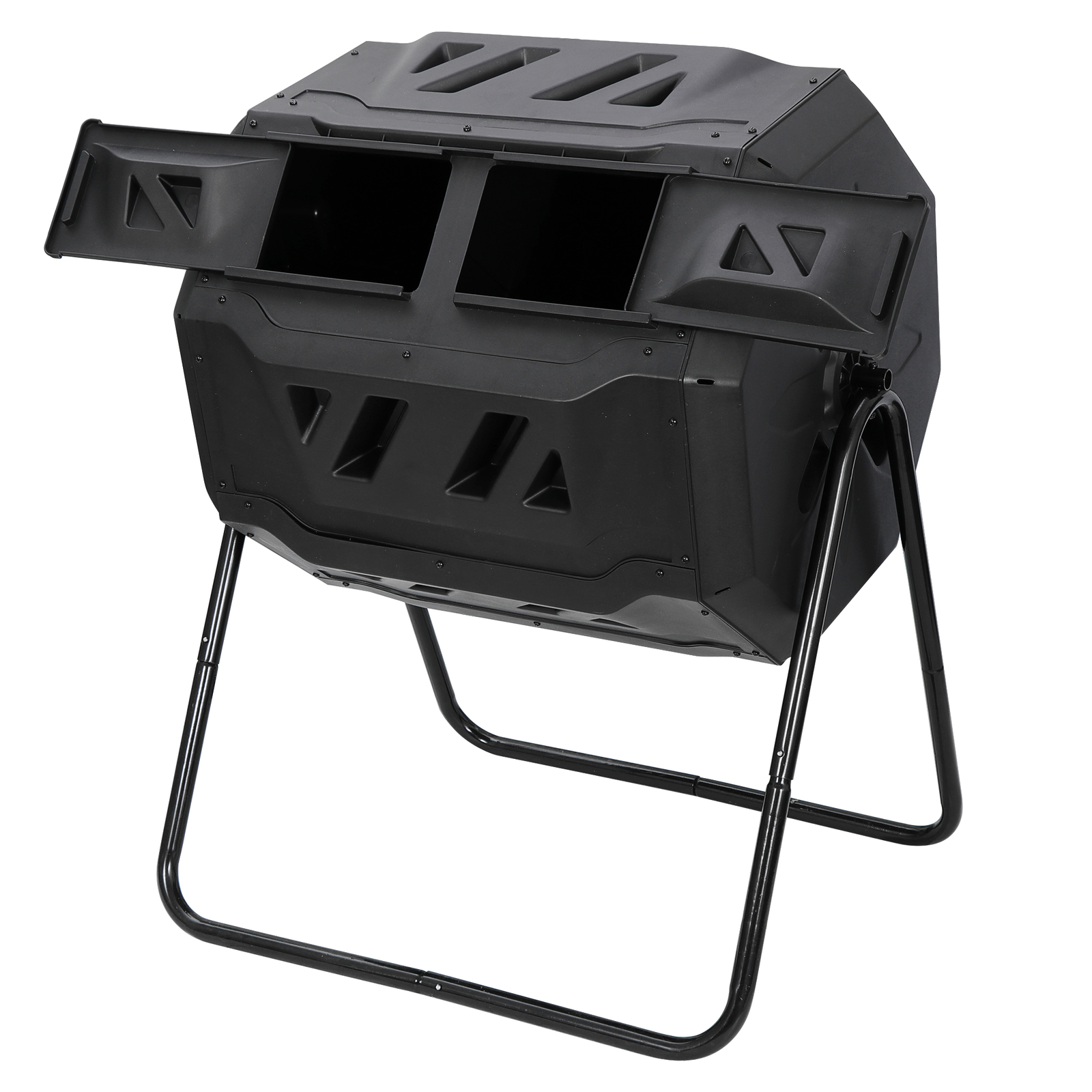 Compost Bin Outdoor 43 Gal Large Compost Tumbler Composter w/Dual Chamber Black gallery