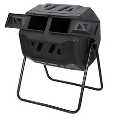 Compost Bin Outdoor 43 Gal Large Compost Tumbler Composter w/Dual Chamber Black