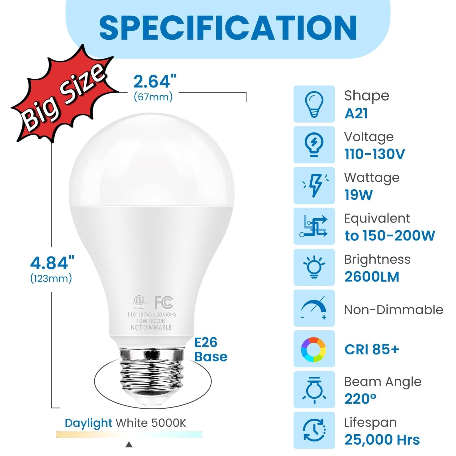 Super Bright LED Light Bulbs, 150 Watt Equivalent, 5000K Daylight White, 2600... gallery