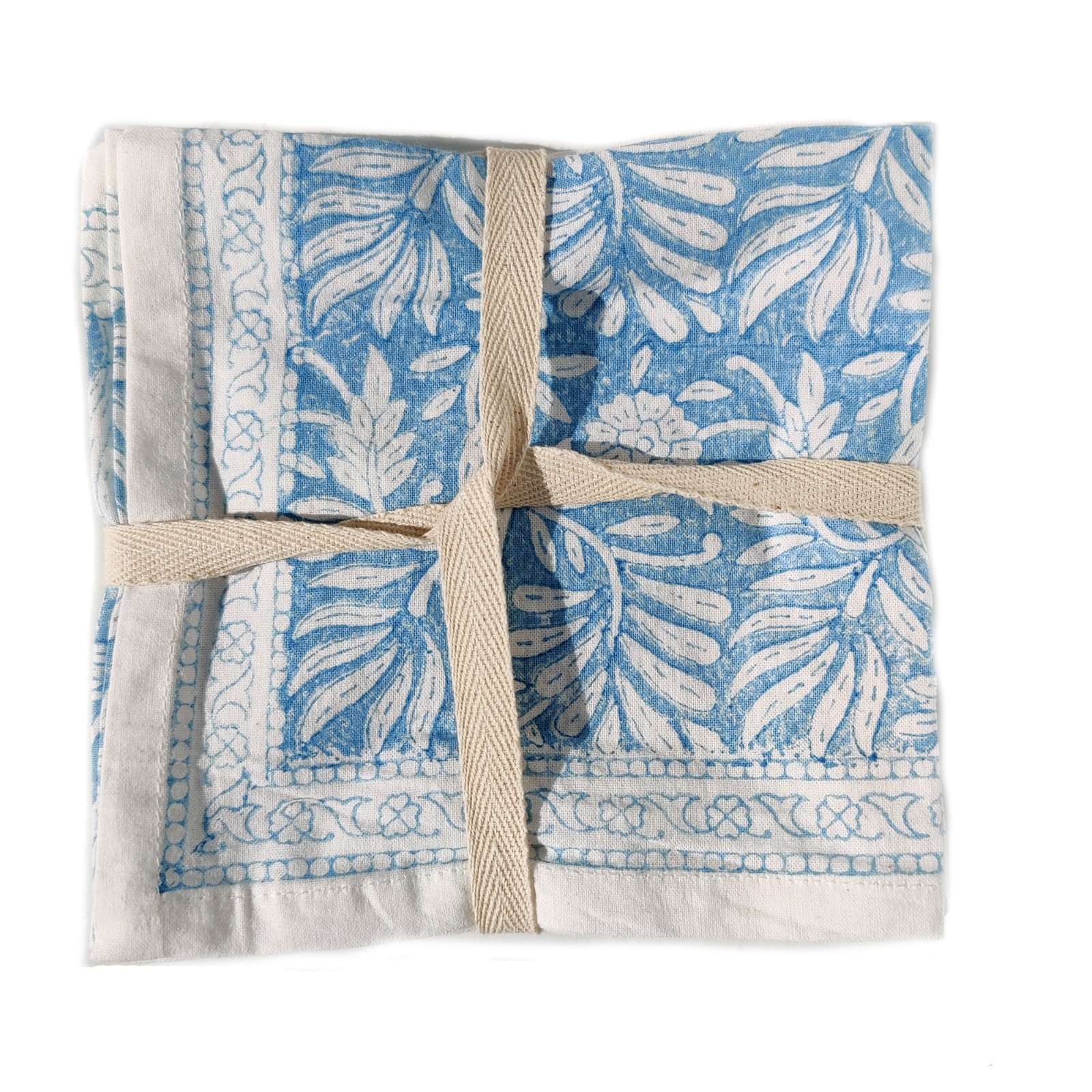 Amanda Lindroth Jasmine Linen Placemats 13" Square in Blue 100% Cotton Set of 4 gallery